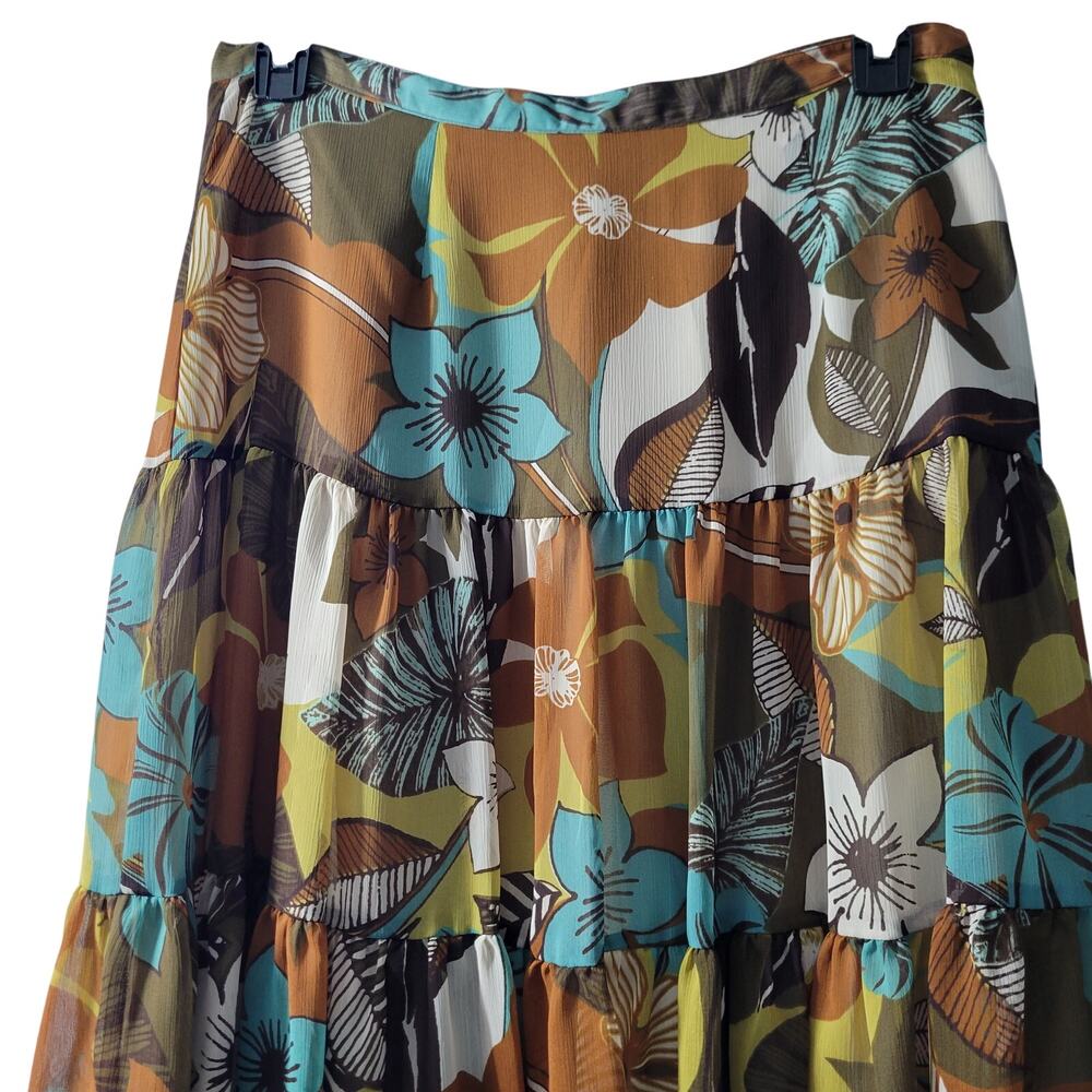 Nicole Miller Vintage Y2K Floral Boho Peasant Layered Skirt Size 12  8126-1391
